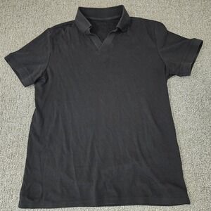 Co Thirty Six‎ V Neck Polo Shirt Mens L Black Minimalist Preppy Casual